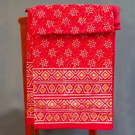 Nappe indienne en coton imprimée Dabu rouge