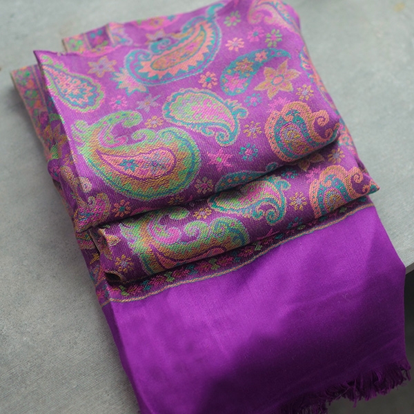 Indian Jamawar cotton scarf purple color