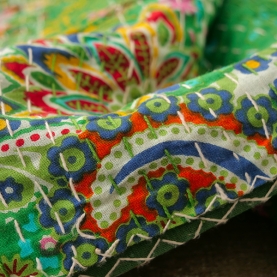 Dessus de lit indien Kantha artisanal imprimé