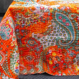 Indian handcrafted cotton bed cover Kantha