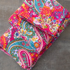 Dessus de lit indien Kantha artisanal imprimé