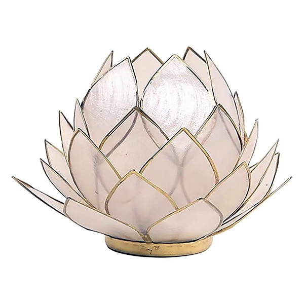 Indian lotus nacre large candle stand white