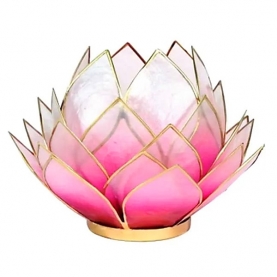 Bougeoir en nacre grand Lotus indien rose