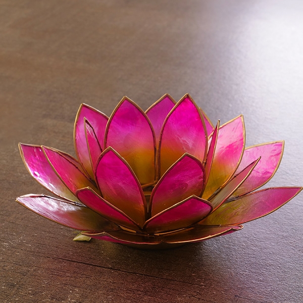 Indian lotus nacre candle stand pink and gold