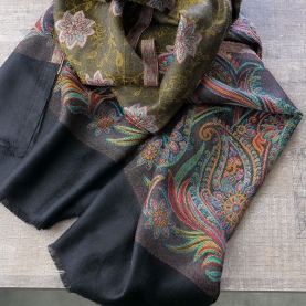 Indian Jamawar cotton scarf black color