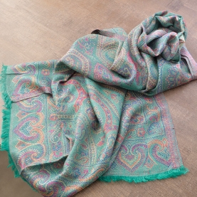 Indian scarf mangoes design green and blue