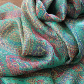 Indian scarf mangoes design green and pink