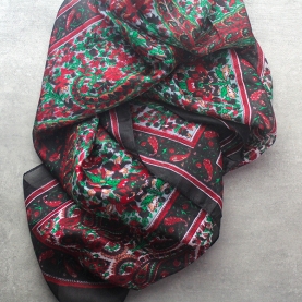 Indian silk scarf fashion black and red