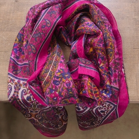 Indian silk scarf fashion pink and blue