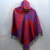 Poncho motifs népalais traditionnels rouge et violet