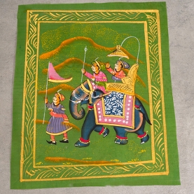 Peinture miniature indienne Balade verte