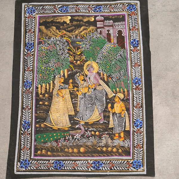 Peinture miniature indienne Krishna noir