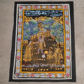 Indian miniature painting Krishna black