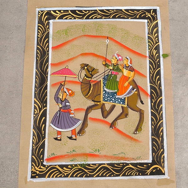 Indian miniature painting Ride beige