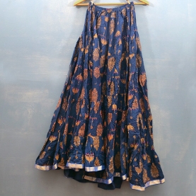 Indian long Gipsy skirt navy blue and ocher