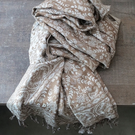 Indian 2 sides scarf beige and white colors