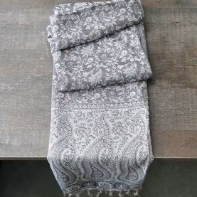 Indian 2 sides scarf grey and white colors