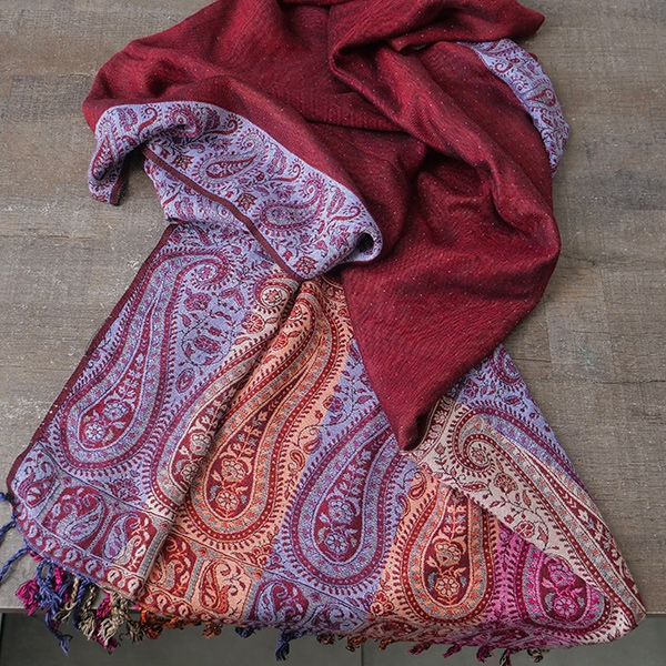 Indian 2 sides scarf maroon and colors