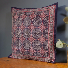 Housse de coussin indienne Kantha marine L41