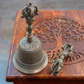 Traditional Tibetan bronze bell with Dorje Small