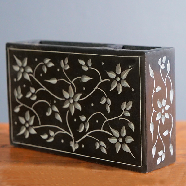 Pen holder Indian marble black