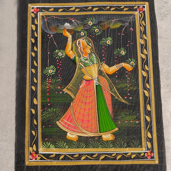 Peinture miniature femme indienne Noire