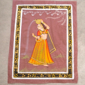 Peinture miniature femme indienne Marron