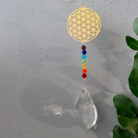 Mobile Flower of Life Crystal Drop and 7 Chakras