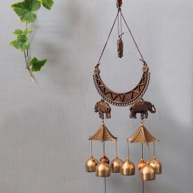 Elephants and moon wind chime with bells