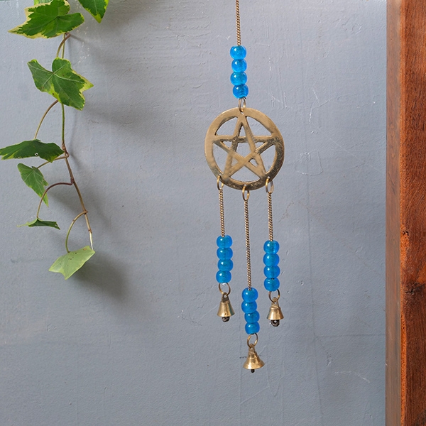 Indian handcrafted brass wind chime Pentacle