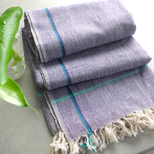 Serviette indienne en coton Khadi violette