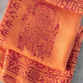 Indian stole printed cotton OM and Ganesh