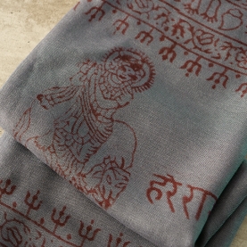 Indian stole printed cotton OM and Krishna