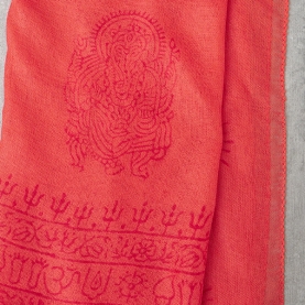 Indian stole printed cotton OM and Ganesh