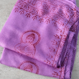 Indian stole printed cotton OM and Buddha