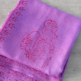 Indian stole printed cotton OM and Krishna