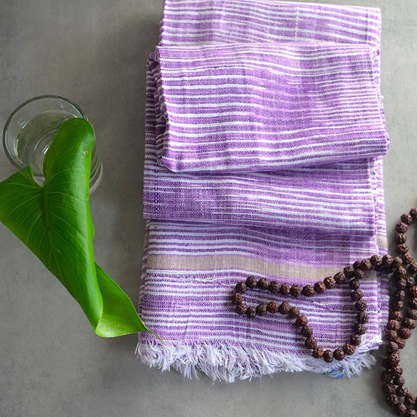 Serviette indienne en coton Khadi violette