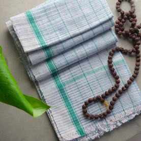 Serviette indienne en coton Khadi verte