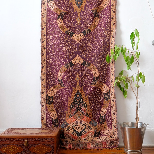 Indian woven wall hanging Mangoes purple and orange