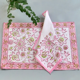 Indian printed cotton table mats + napkins