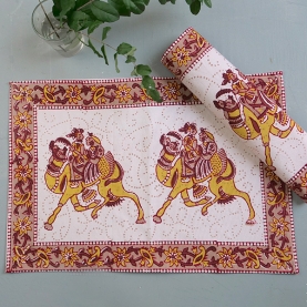 Indian printed cotton table mat Camel design