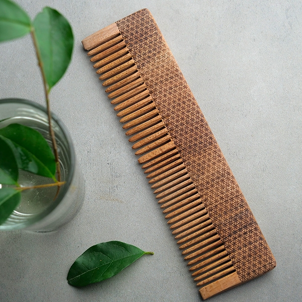 Indian neem wood comb Flower of life design