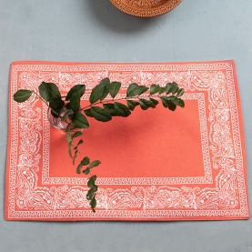 Set de table indien en coton imprimé rose