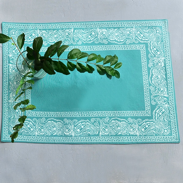 Indian printed cotton table mat blue color