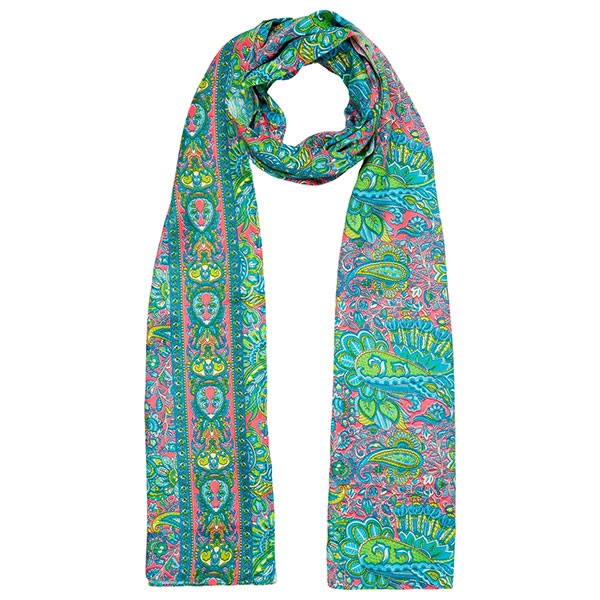 Indian printed scarf Mangoes blue and pink