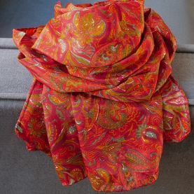 Indian printed scarf Mangoes orange