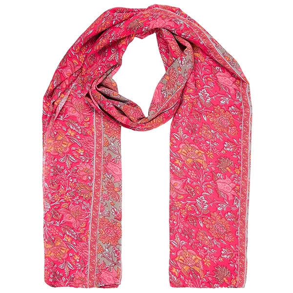 Indian printed scarf Flowers pink