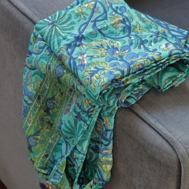 Indian printed stole Flowers blue and green