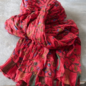 Indian printed cotton stole red and green