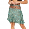 Indian printed short skirt Flowers green